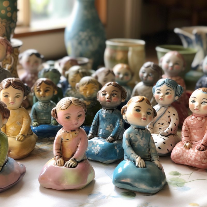 Praca chałupnicza: malowanie ceramicznych figurek